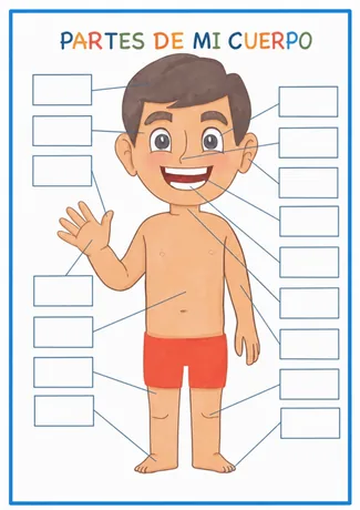 Actividad Partes de Mi Cuerpo, niño, para completar