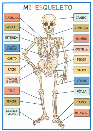 Actividad Mi Esqueleto con etiquetas de colores
