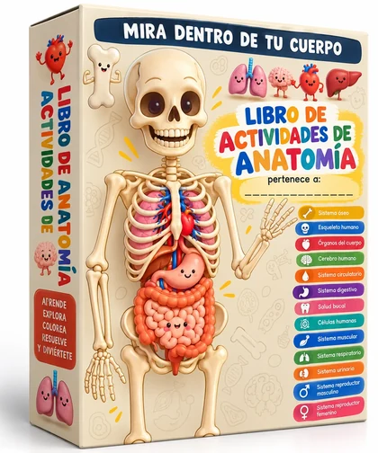 Mockup individual del Libro Ilustrado de Actividades de Anatomía